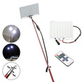 White LED fishing rod light with remote control on telescopic pole for night fishing and camping