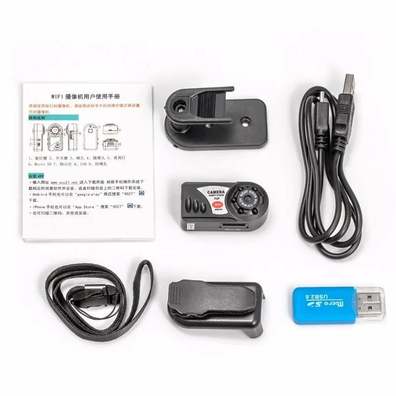 Black wireless wifi security camera with LCD screen and optical zoom lens
