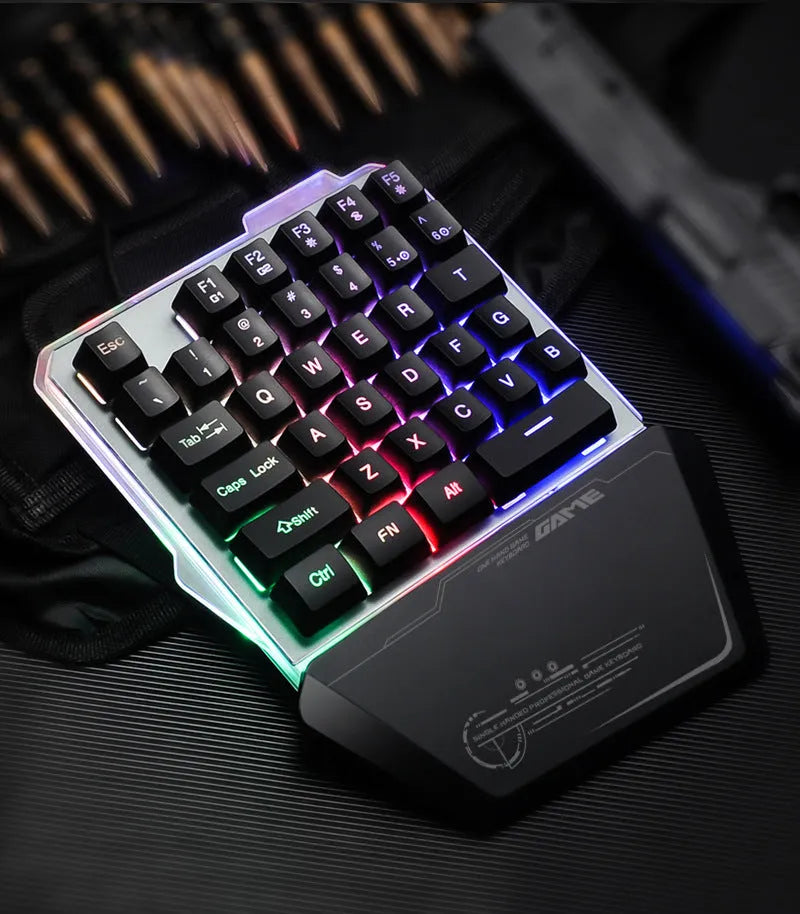 G40 Flow Colour black robotic one-handed gaming keyboard with RGB backlighting