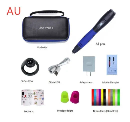 Plastic 3D printing pen with USB cable set for PLA and ABS filament