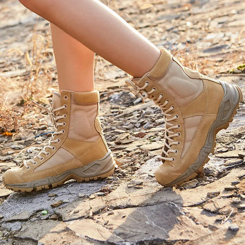 Breathable military boots for men and women in black fabric leather with sizes from 36 to 46