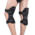 Adjustable spring knee brace for patella support in black colour with straps and venting holes