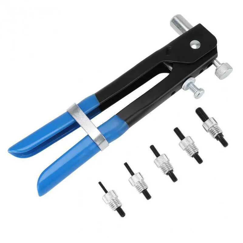 Alloy steel manual riveter nut set with mandrels, shown in 86pc or 106pc kit options