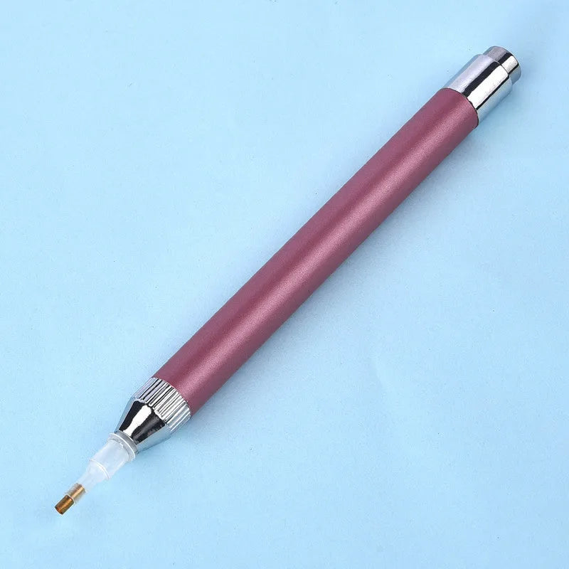 Aluminium alloy luminous drill pen for diamond painting in gold, red, or blue colour options