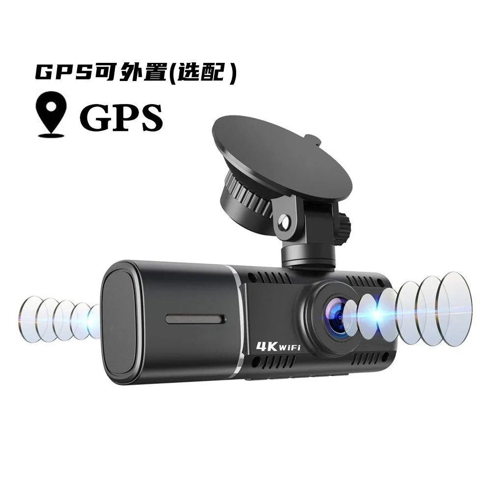 Black dash cam with 1.5-inch screen for car front and rear recording with parking surveillance