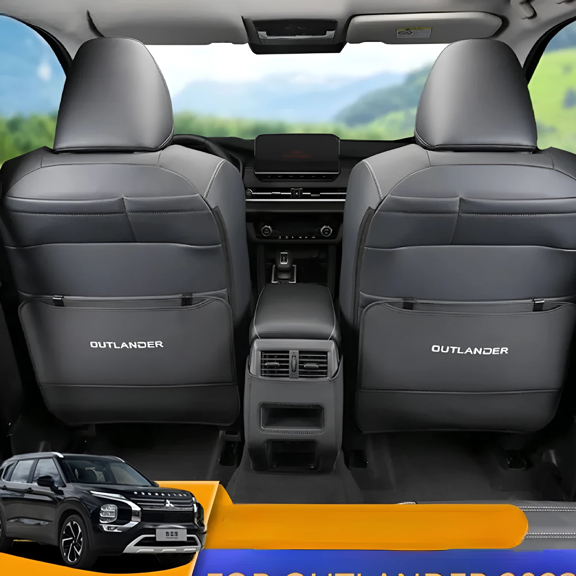 Three-piece leather anti-kick pad set for 2023 Mitsubishi Outlander seat protection