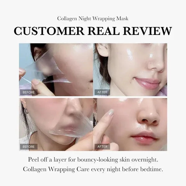75ml bottle of collagen night face mask with application brush for even spreading.