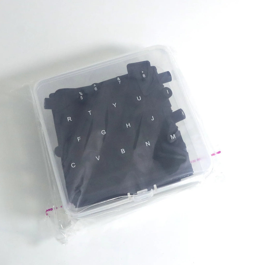 70 anti-static silicone keycaps for long nails in assorted colours including black, clear, mint green, pink, and purple