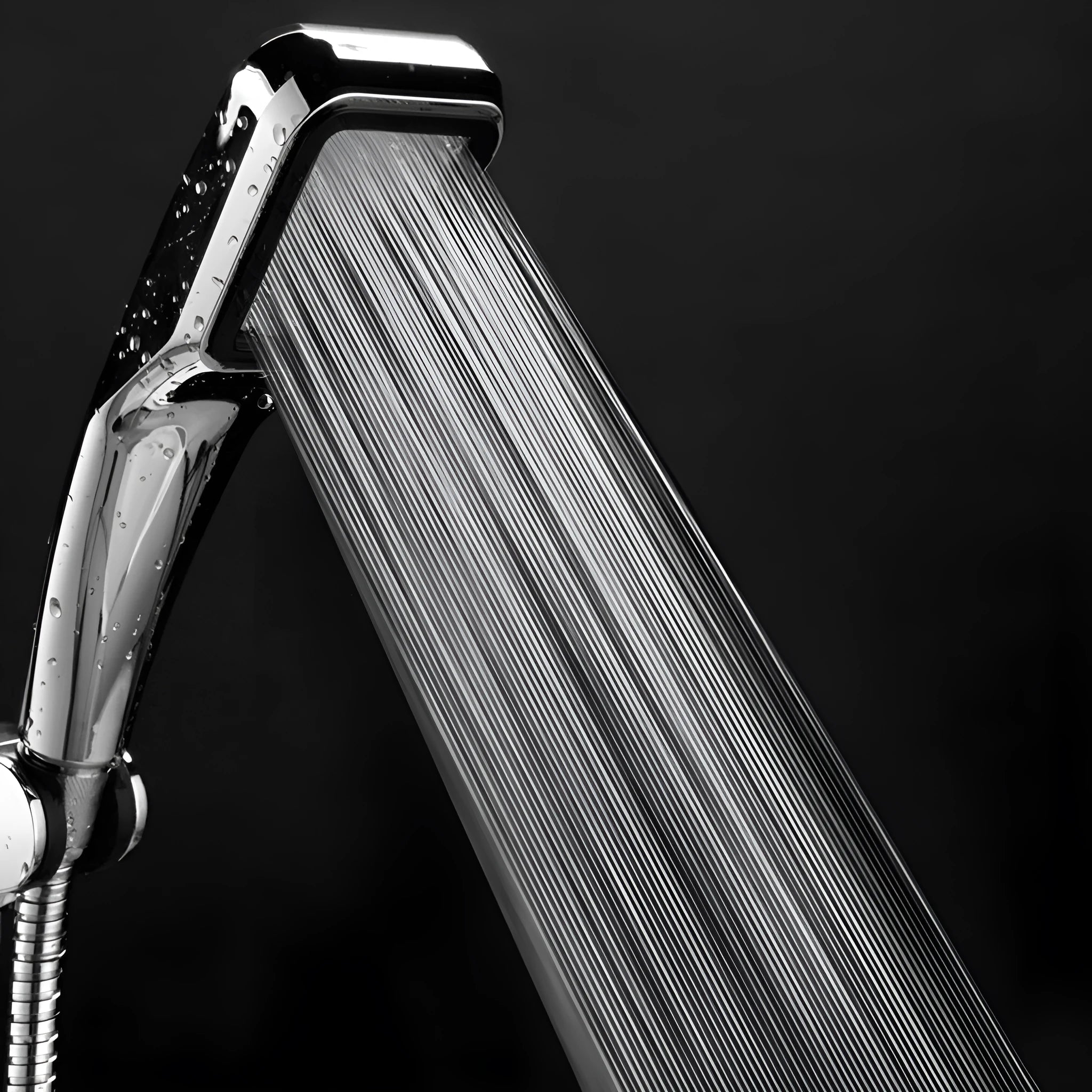 Orange hand-held pressurised shower set with rain function and multiple shower head options