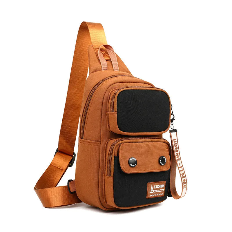 Nylon crossbody shoulder bag with multifunctional storage compartments in three colour options