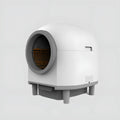 White automatic enclosed cat litter box with 556x512x590mm dimensions for cats up to 10kg