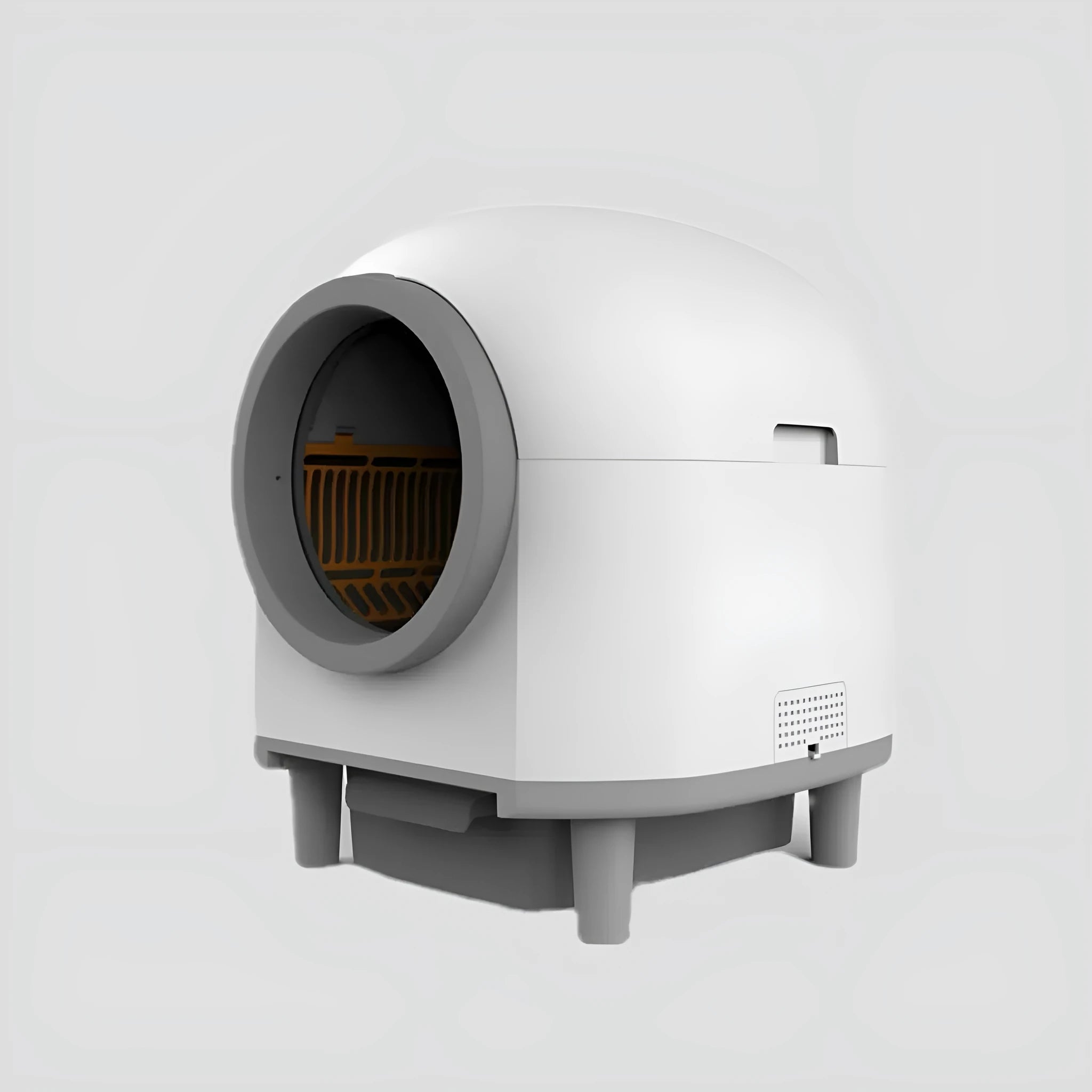 White automatic enclosed cat litter box with 556x512x590mm dimensions for cats up to 10kg