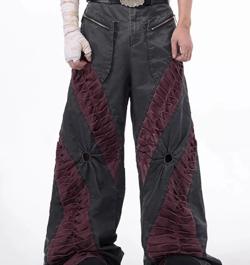 Retro three-dimensional keel casual sports pants in grey with straight hem design