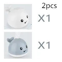 Automatic water spray whale bath toy with lights floating in baby bath