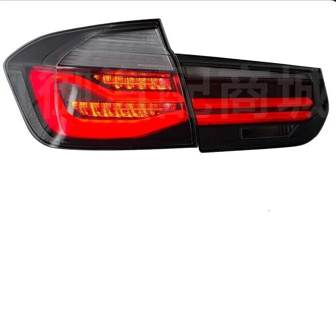 BMW 3 Series replacement tail light assembly with LED streamer lights in red or smoked black finish.