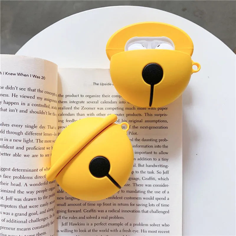 Bright yellow silicone case for AirPods 1 and 2 generation with bell-shaped design