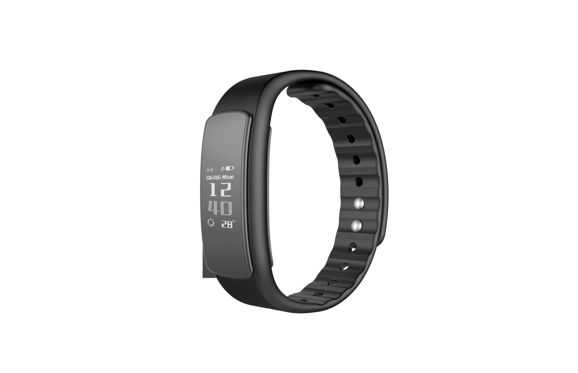 I6 smart sports bracelet with 0.96-inch screen showing fitness tracking interface on wrist