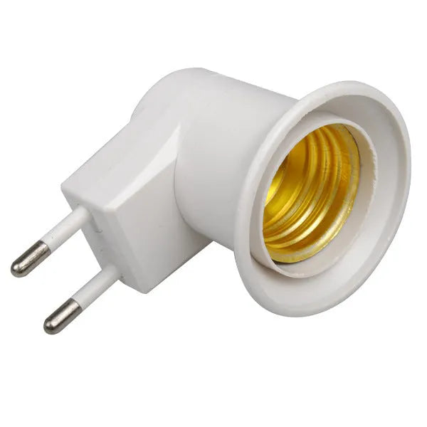 White E27 wall plug-in lamp holder adapter with switch control for bulb lighting