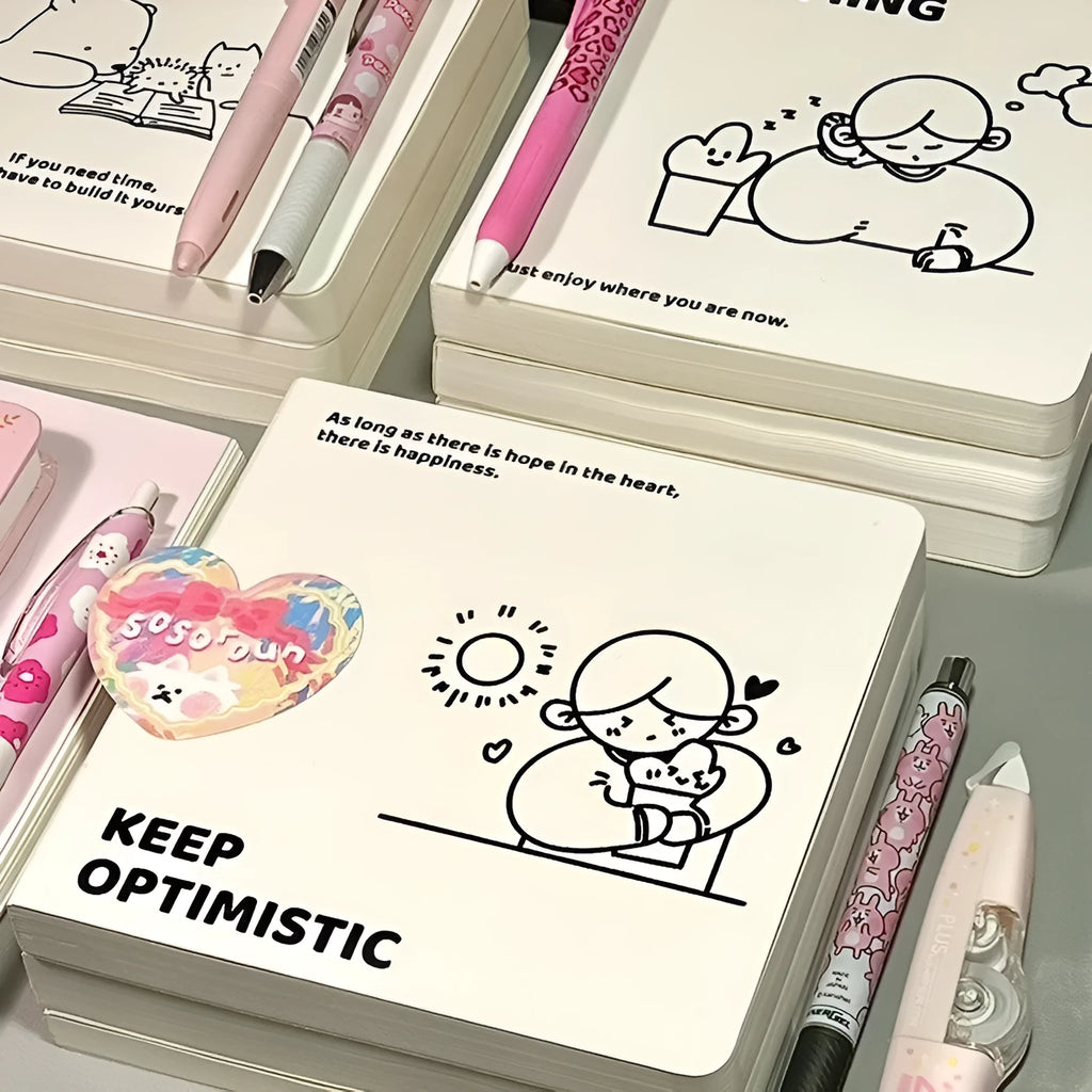 Square girl heart diary notebook with checkered pages, stickers, and colourful cover options