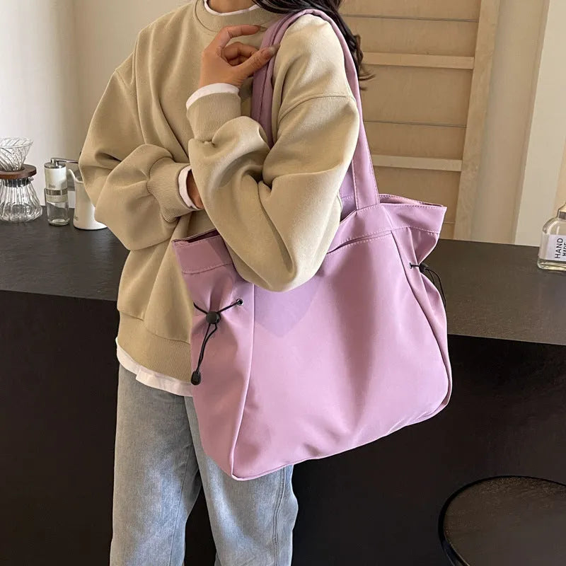 Foldable soft Oxford cloth commuter tote bag in street trend style, shown in multiple colour options