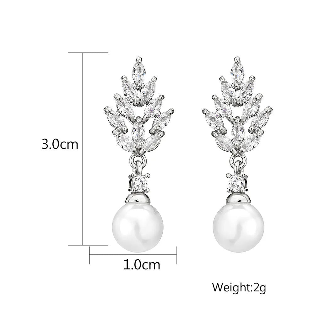 Geometric flower earrings with zircon inlays in gold, platinum, and rose gold plating options