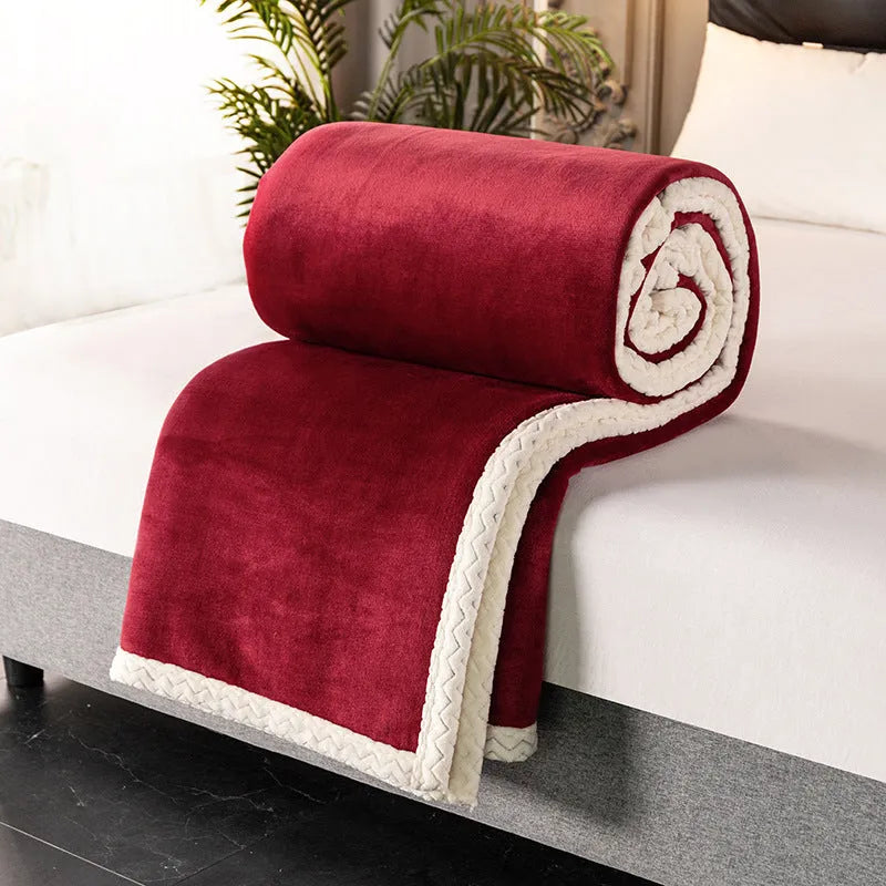Double fleece blanket 530gsm coral fleece in modern simple design