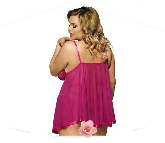 Seamless mesh and lace lingerie sleepdress in purple colour showing lace detailing