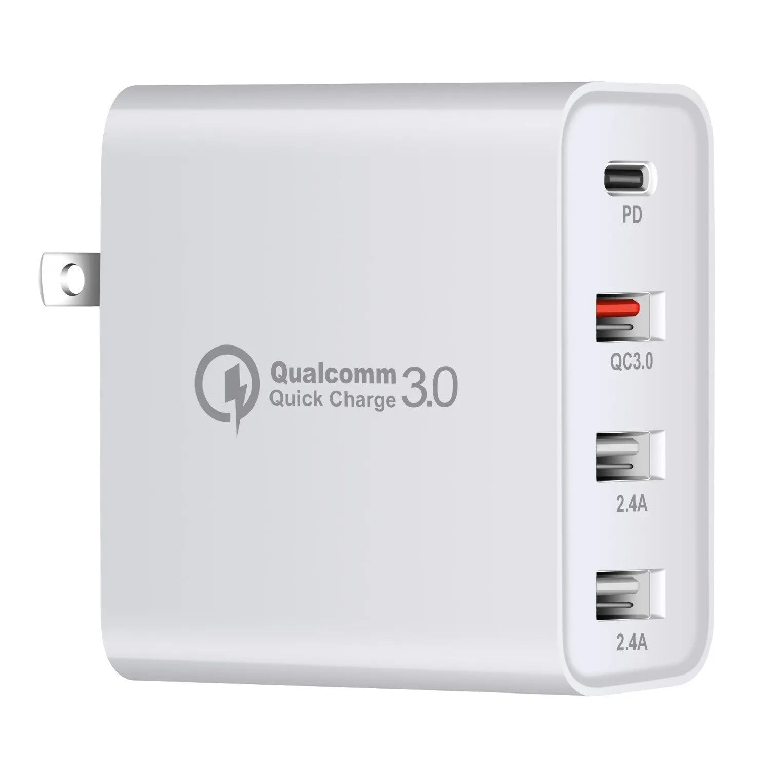 48wpd four-port USB-C fast charger with Power Delivery and indication lights