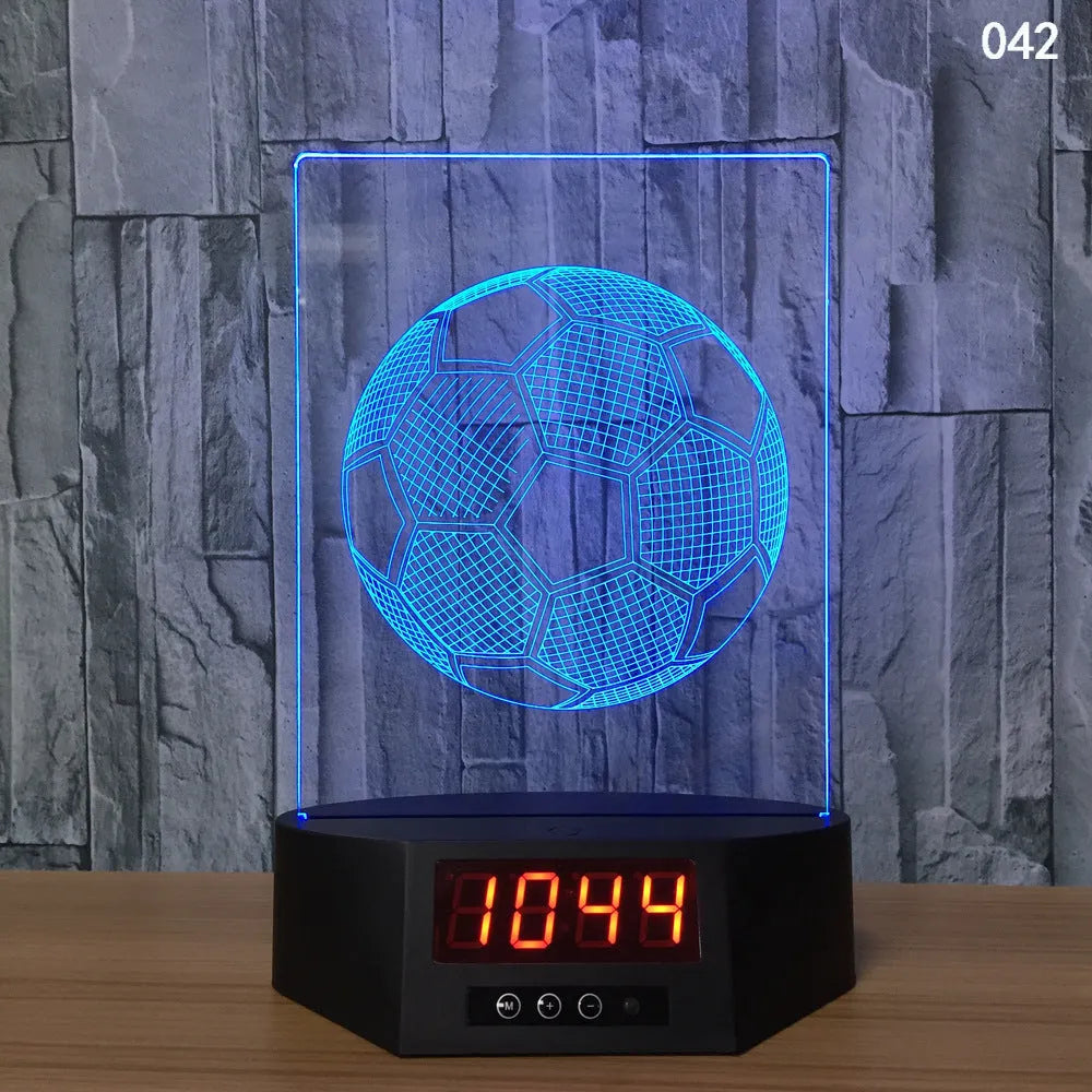 Glowing electronic dolphin 3D night light with LED lights and wireless charging base on a table.