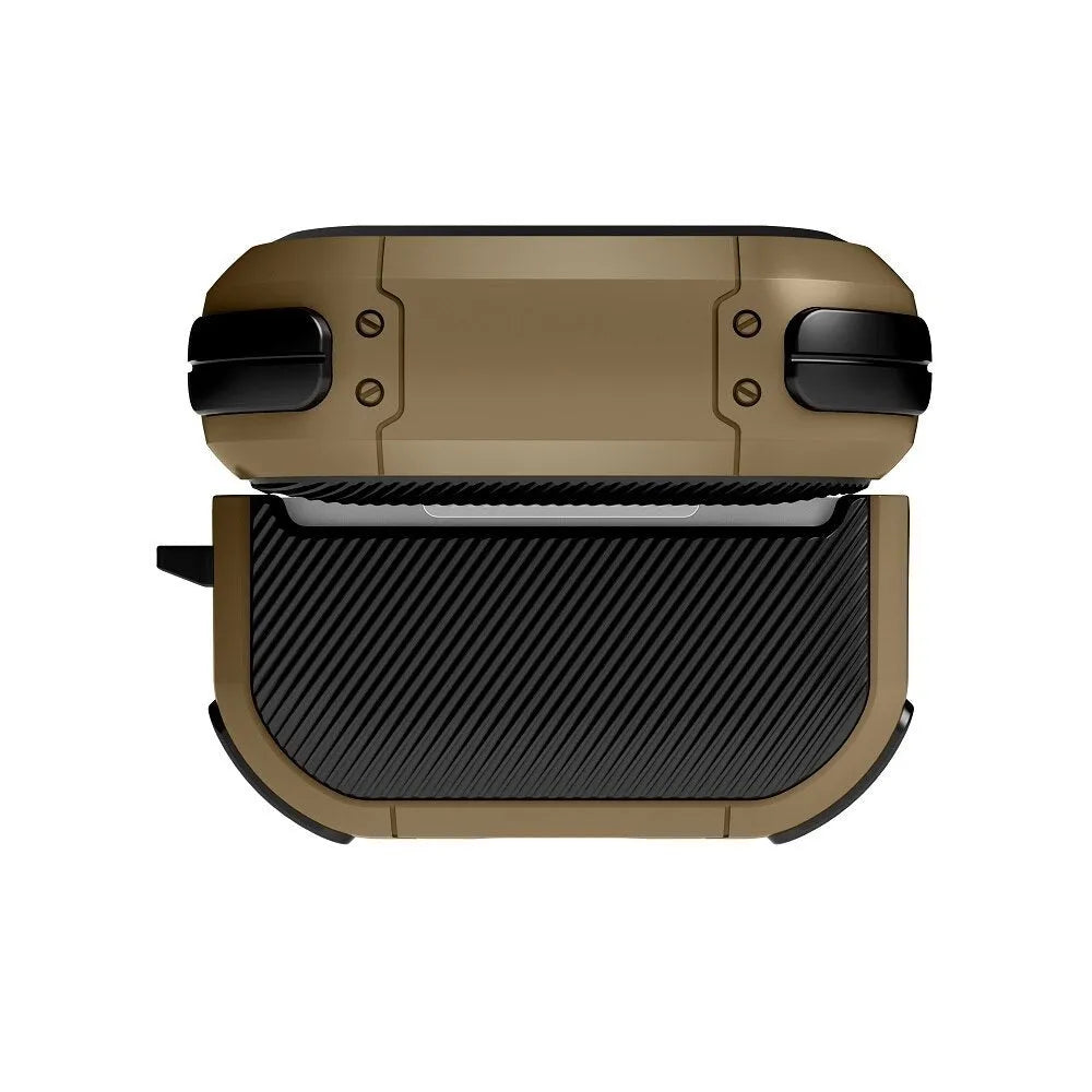 TPU and PC protective case cover for Apple AirPods charging case in various colours.