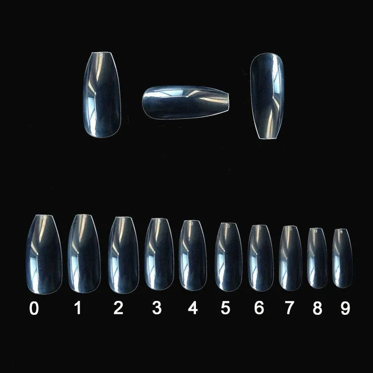 500 clear natural false nails with 10 different sizes made from ABS plastic