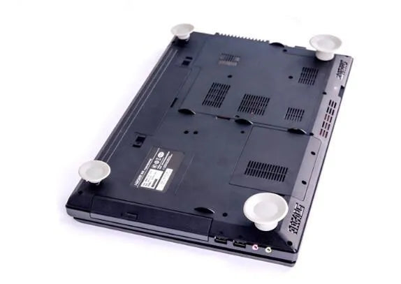 Grey plastic laptop cooling pad stand with 2 large and 2 small risers for better ventilation and viewing angles