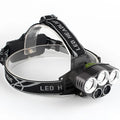 Outdoor waterproof head torch with long-range LED beam on adjustable head strap.