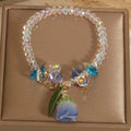 Lily Crystal Bracelet in artificial crystal, available in four colour options: pink, blue, rose red, yellow