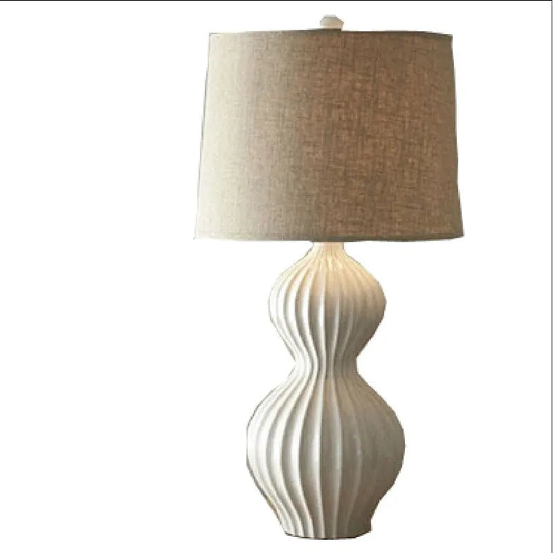 American simple Jingdezhen ceramic table lamp with fabric lampshade, 36cm diameter, 62cm height