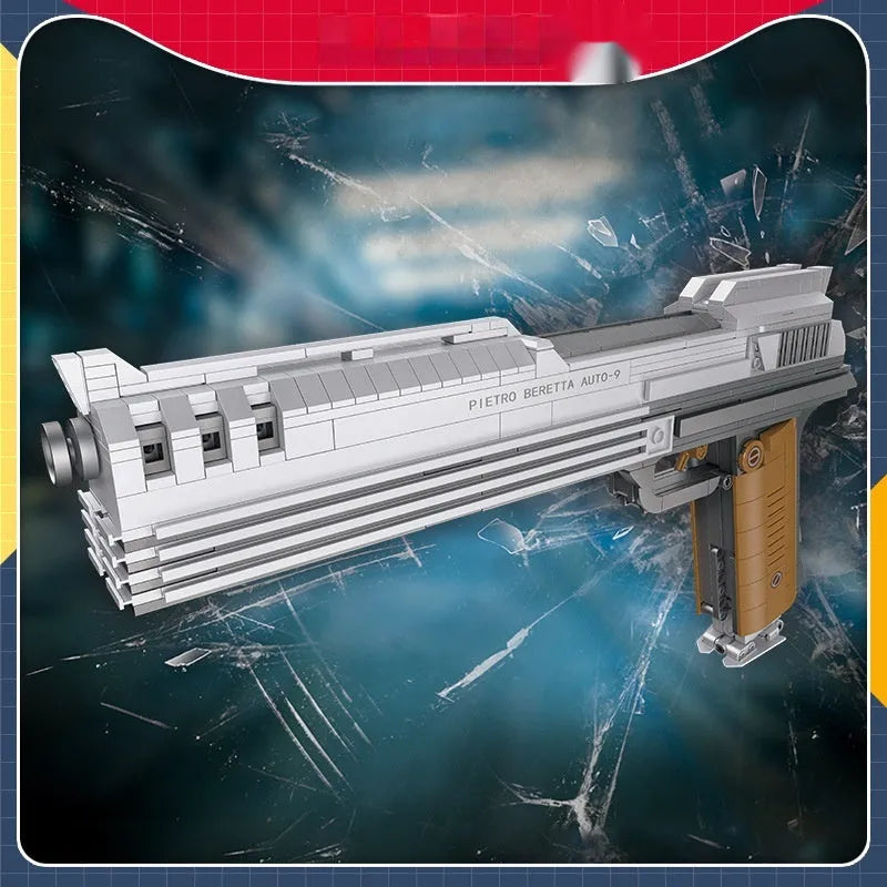 Assembled plastic building blocks toy gun model in style 58024 with small particle pieces