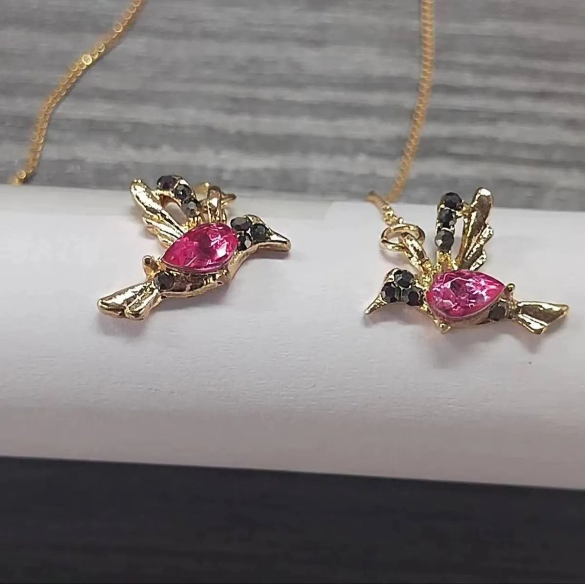 Personalised long drop earrings with bird design and mixed zirconium wings in three colour options
