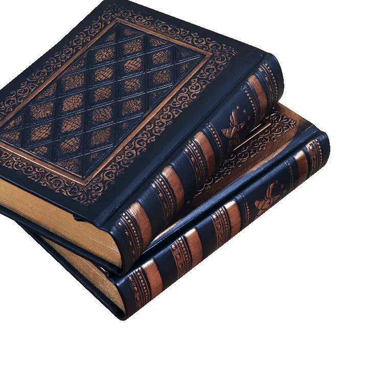 A5 notepad with textured embossed faux leather cover in bronze or black gold colour.