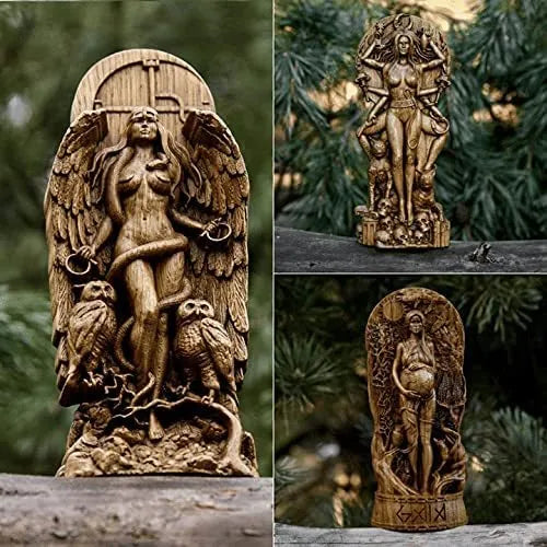 Synthetic resin Greek goddess statue figurine in three colour options, 22 cm tall.