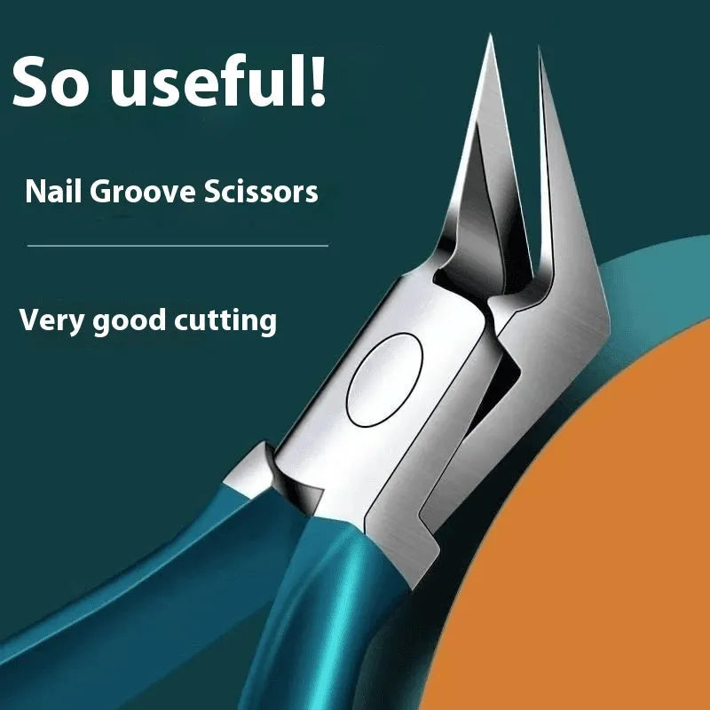 Portable anti-splash manicure set with multiple stainless steel tools in brown, white, green colours