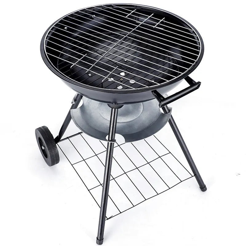 14-inch portable barbecue oven grill with iron construction and apple stove design