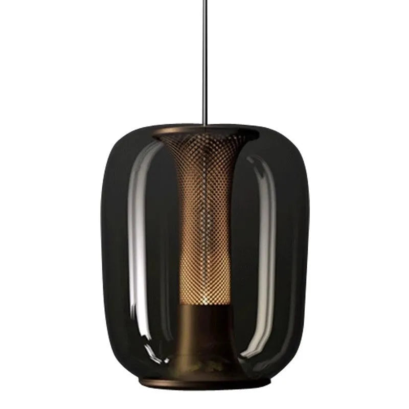 Nordic minimalist spherical glass chandelier in clear, smoky grey or cognac colour