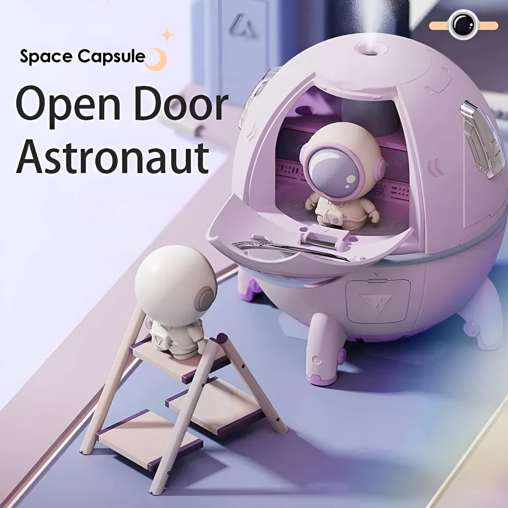 Astronaut-themed portable USB desktop humidifier with colourful LED light and 220ml water tank