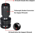 No. 45 steel telescopic scaling bit holder for square drive to hexagonal fastener conversion.