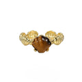 Women's adjustable silver ring with natural shell and tiger eye stone in cold-style design