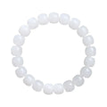 White jade barrel beads bracelet on wrist showing Hetian jade beads in casual unisex design