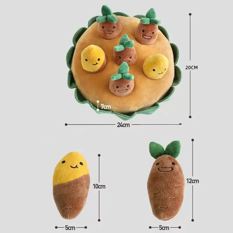 Yellow interactive dog puzzle toys with removable squeaky plush for foraging training and slow feeding