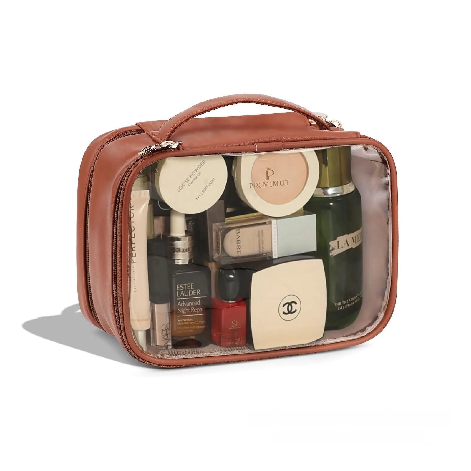 Transparent PVC cosmetic travel bag with waterproof construction and multiple colour options