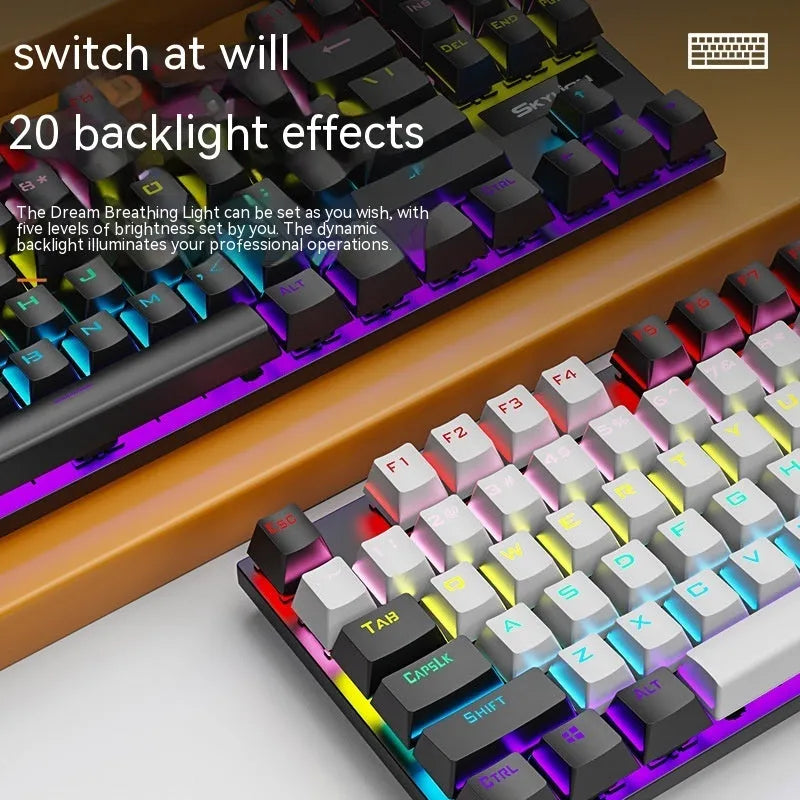K87 mechanical keyboard with metal frame and wired USB connection in selectable colour schemes