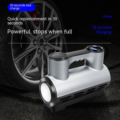 12V portable car tyre inflator with digital display and LED light, compact ABS construction